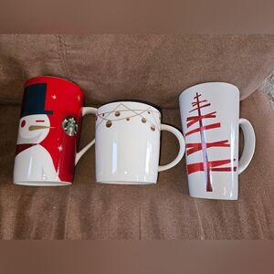 Starbucks 2012 Holiday Set Of 3 Mugs
